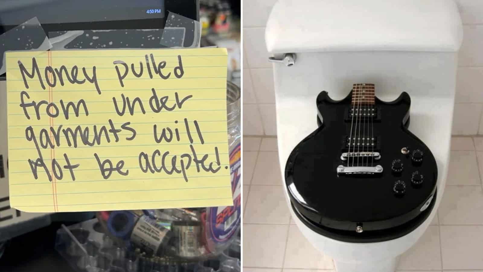 Note says 'Money pulled from under garments will not be accepted!.