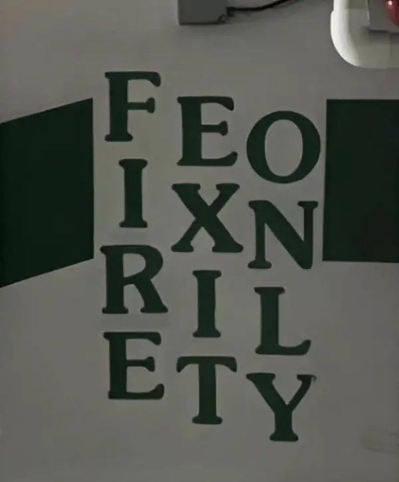 Confusing eye chart with the words 'FELON IRL TY' and 'FELON IRL TY'.