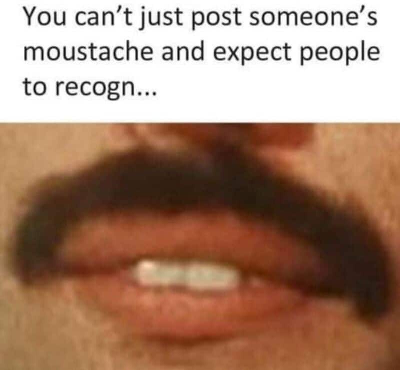 You can't just post someone's moustache and expect people to recognize...