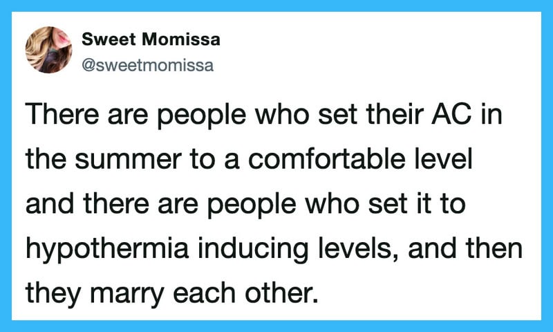 There are people who set their AC in summer to a comfortable level and others who set it to hypother.