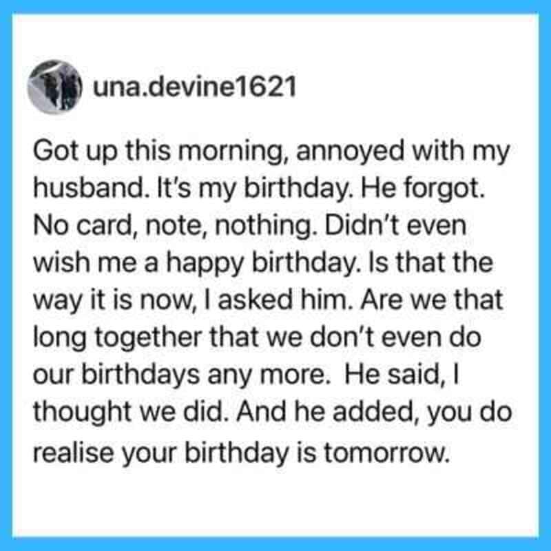 A social media post about a birthday and relationship reflections.
