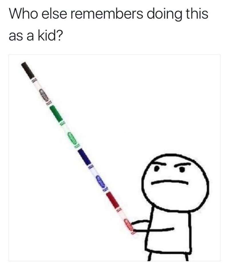 Who else remembers doing this as a kid? Drawing with a multi-colored pen.