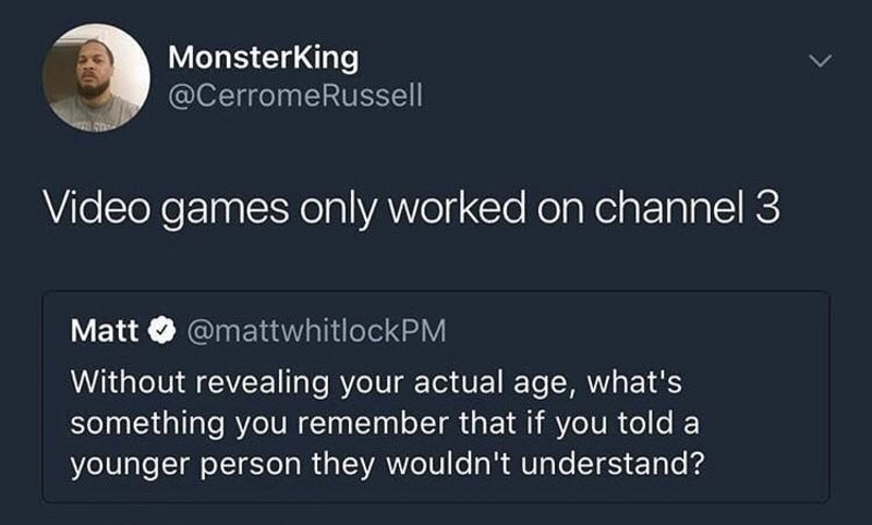 Twitter post about video games working only on channel 3.