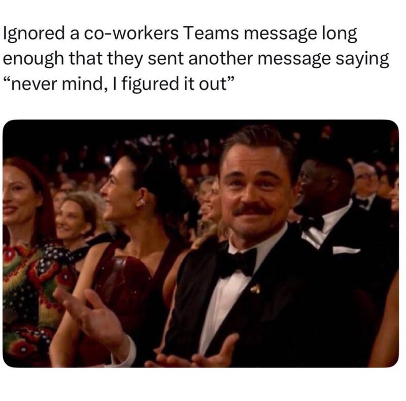 Co-worker Teams message joke about figuring out a long message.
