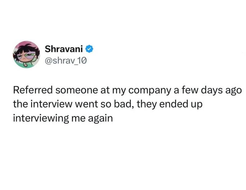 Twitter post by Shravan about a bad interview experience.