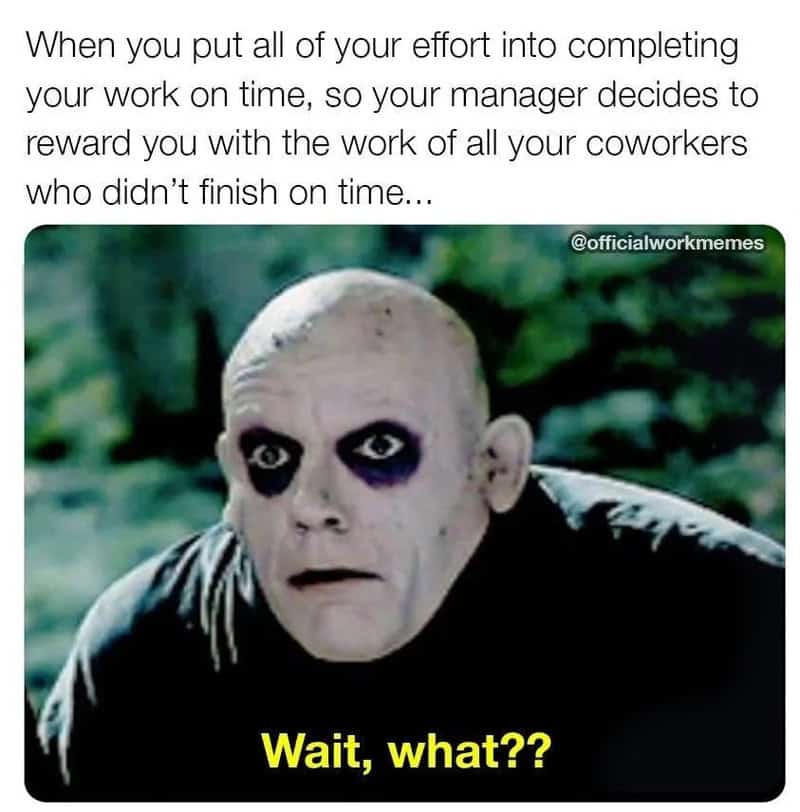 When you put all of your effort into completing your work on time, so your manager rewards you with.