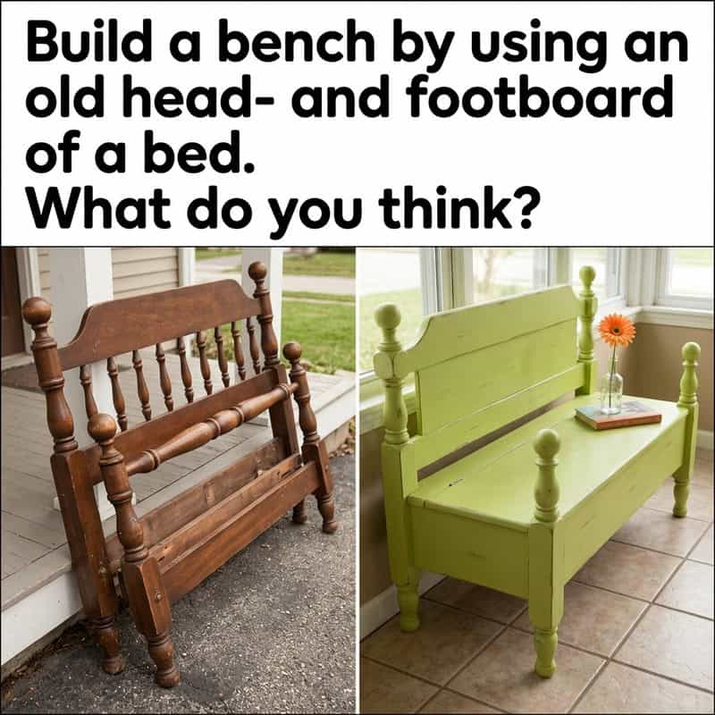Build a bench using an old head- and footboard of a bed. What do you think?.
