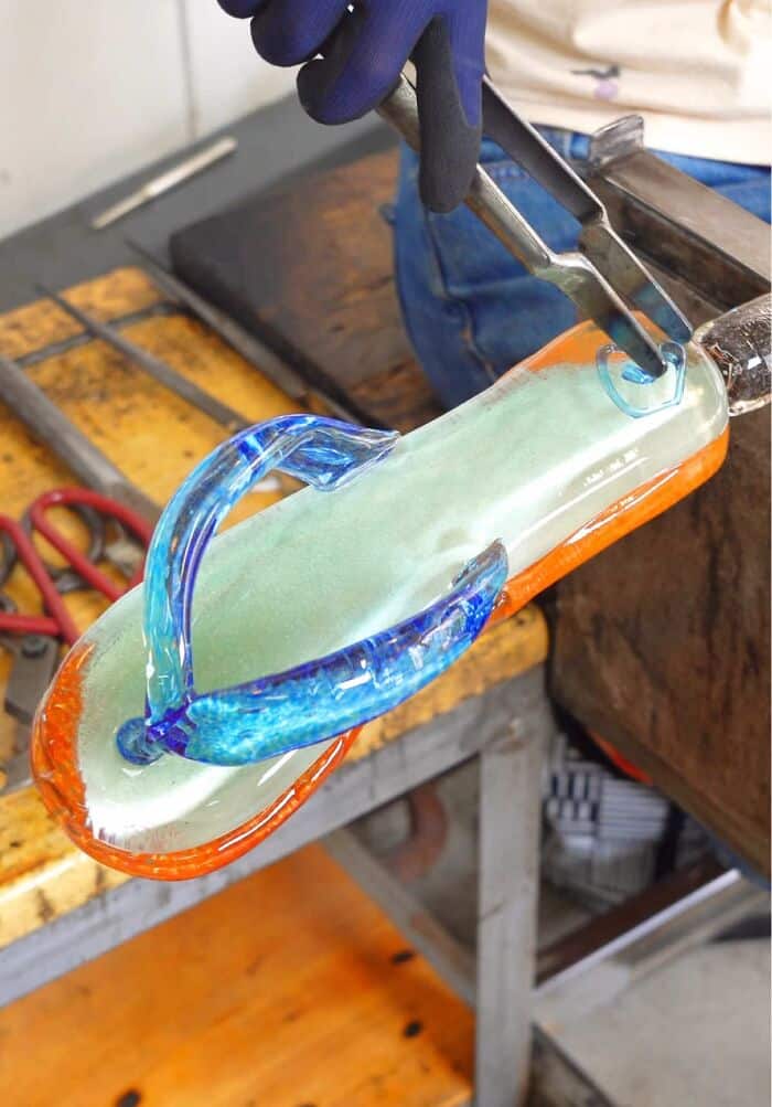 Japanese artist Miwa Ito creating molten glass food sculpture.