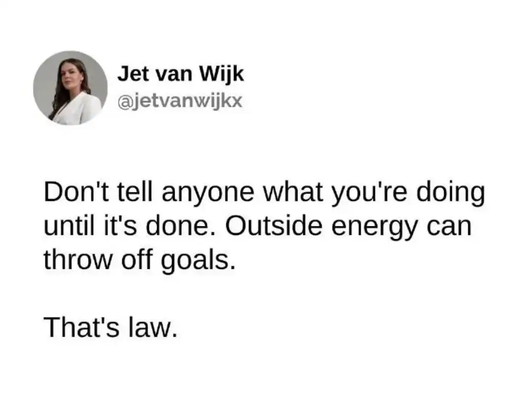 Motivational quote about focusing on your goals and not letting outside energy throw you off.