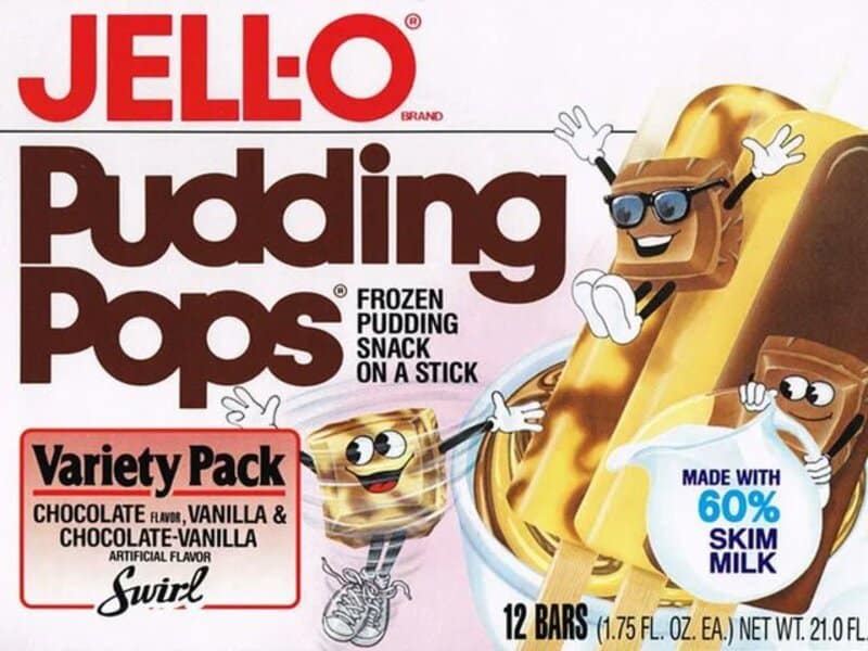 Jello Pudding Pops Variety Pack with chocolate, vanilla, and chocolate-vanilla flavors.