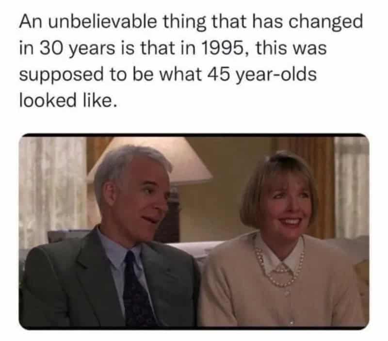 A meme with a scene from The Golden Girls showing two older characters smiling.