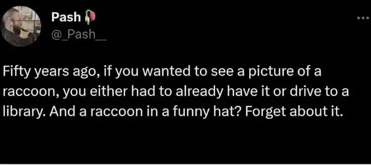 Fifty years ago, if you wanted to see a picture of a raccoon, you either had to already have it or d.