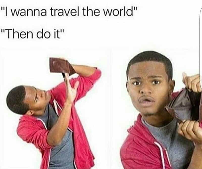 Child with a brick and a boy with a wallet, both looking surprised.