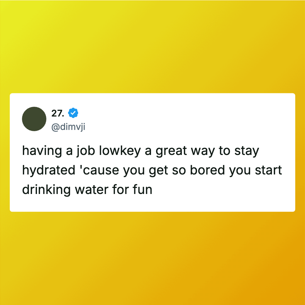 Tweet from 27 about staying hydrated by drinking water for fun.