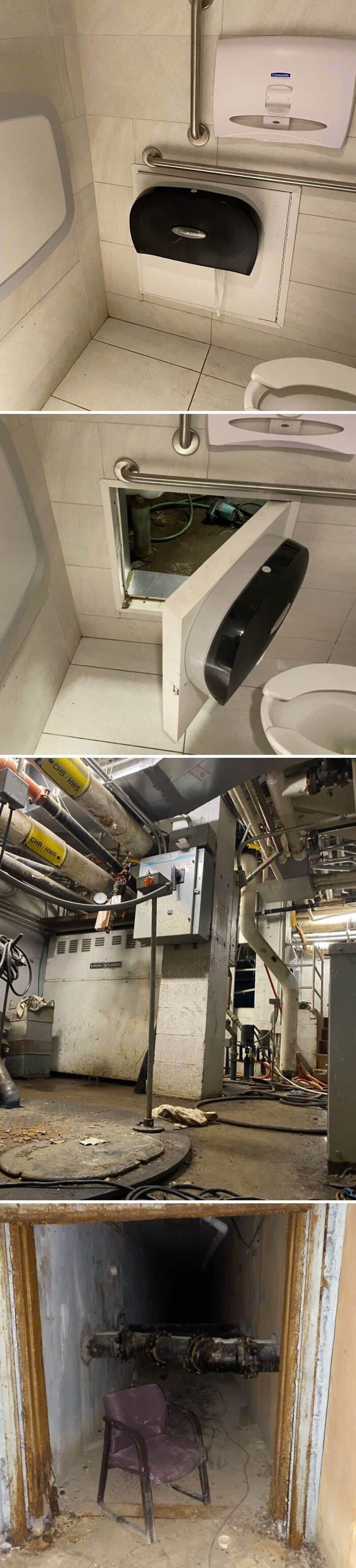 Various abandoned and industrial locations including a bathroom, laundry room, and a dark, empty, or.
