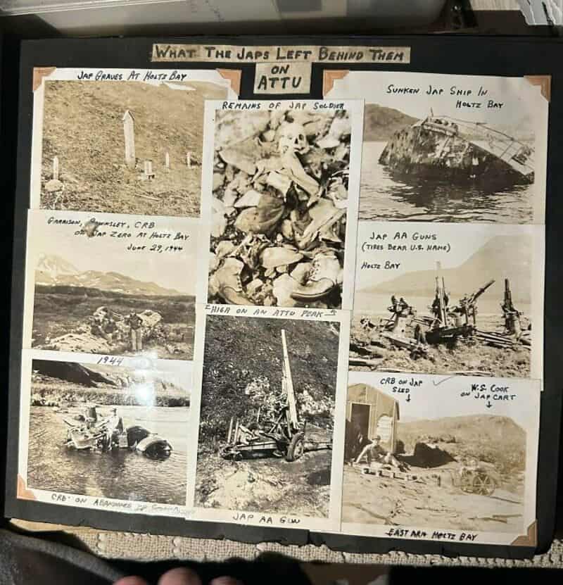 Historical photos of Japanese military equipment and sites from World War II.