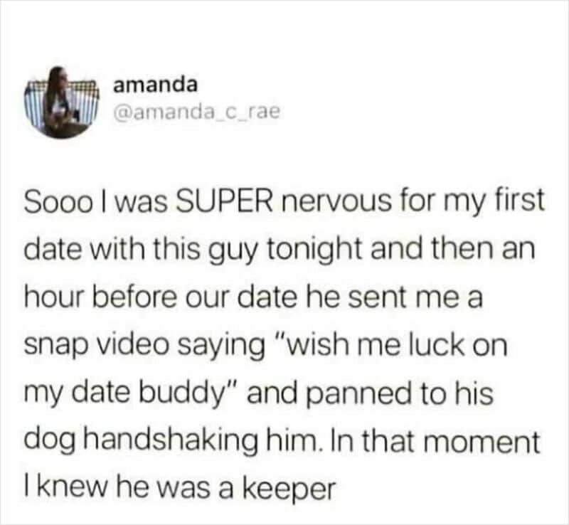 Tweet about being nervous on a first date, then receiving a supportive video from the date.