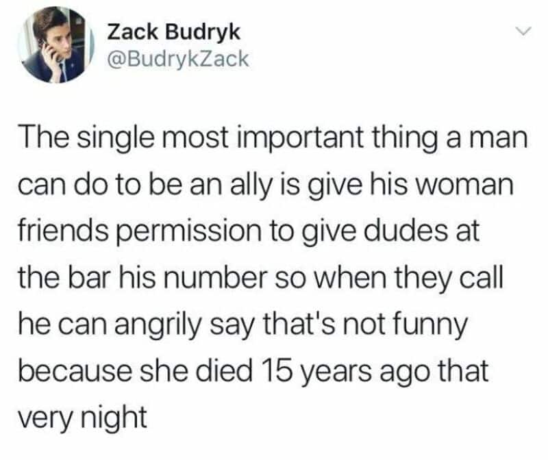A tweet by Zack Budryk about giving a woman permission to give his number to friends.