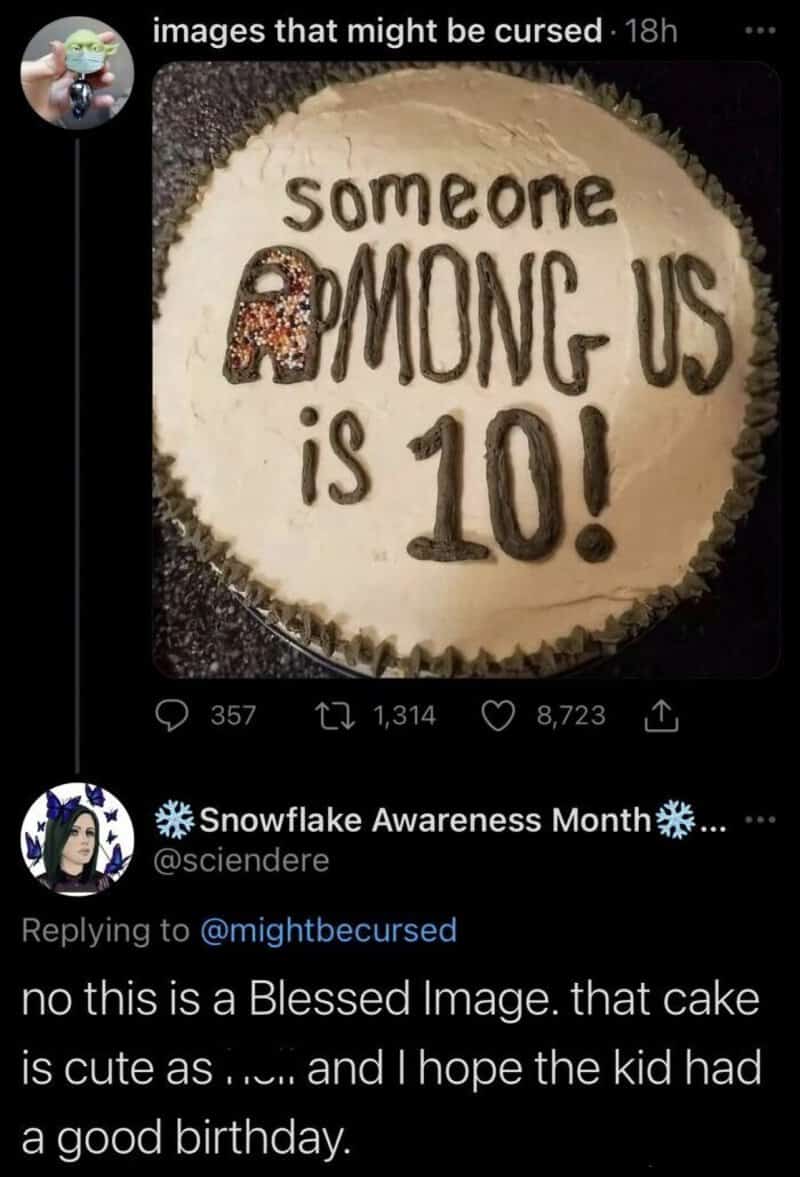 Cake with message 'someone among us is 10!' and a decorated 'A' letter.