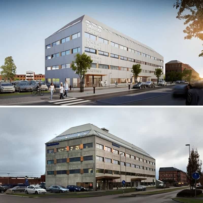 Comparison of modern and outdated building designs under the post 'architecture-design-fail-expecta.