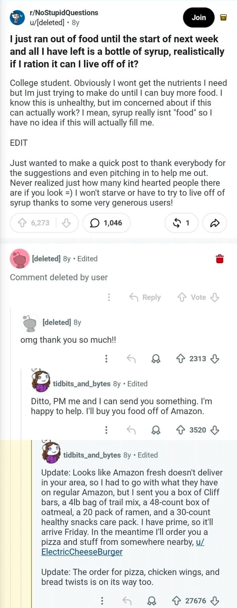 Comment about upcoming week, food, and a thank you message with emojis.
