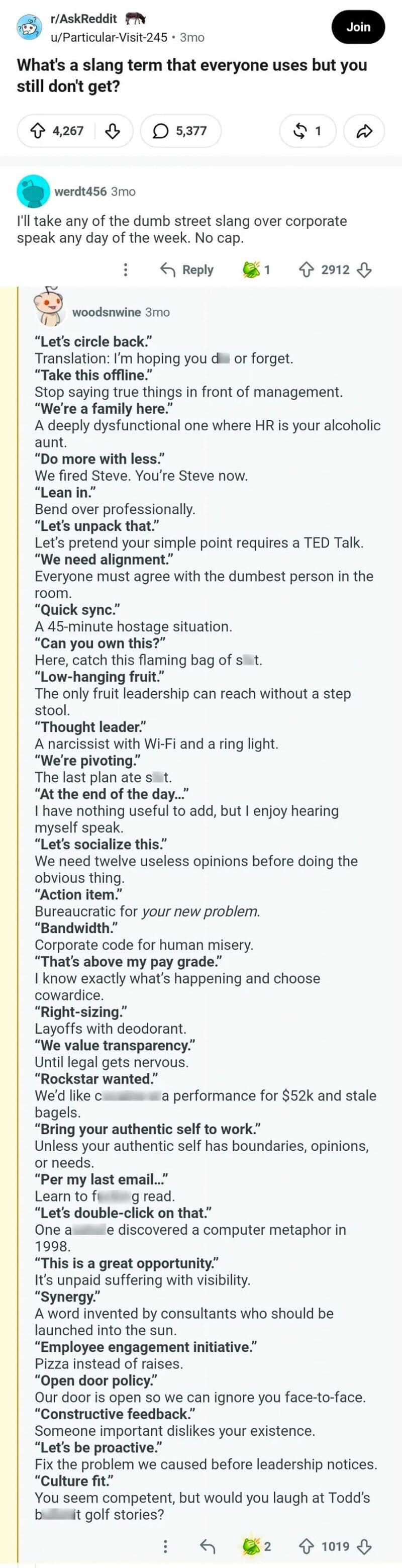 A humorous conversation about a game team and a dumbest stunt, with a mix of sarcasm and advice.