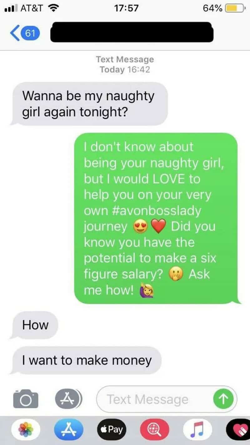 Text message conversation about making money and a six-figure salary.