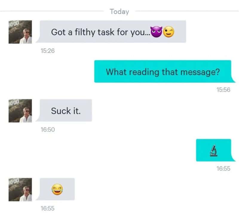 Text conversation with emojis about a task and a sailboat icon.