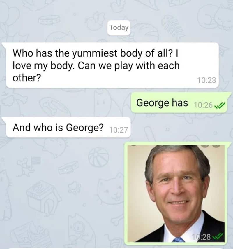 WhatsApp chat with a photo of a man in a suit and tie.