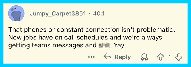 Text about phones, connection, jobs, and team messages.