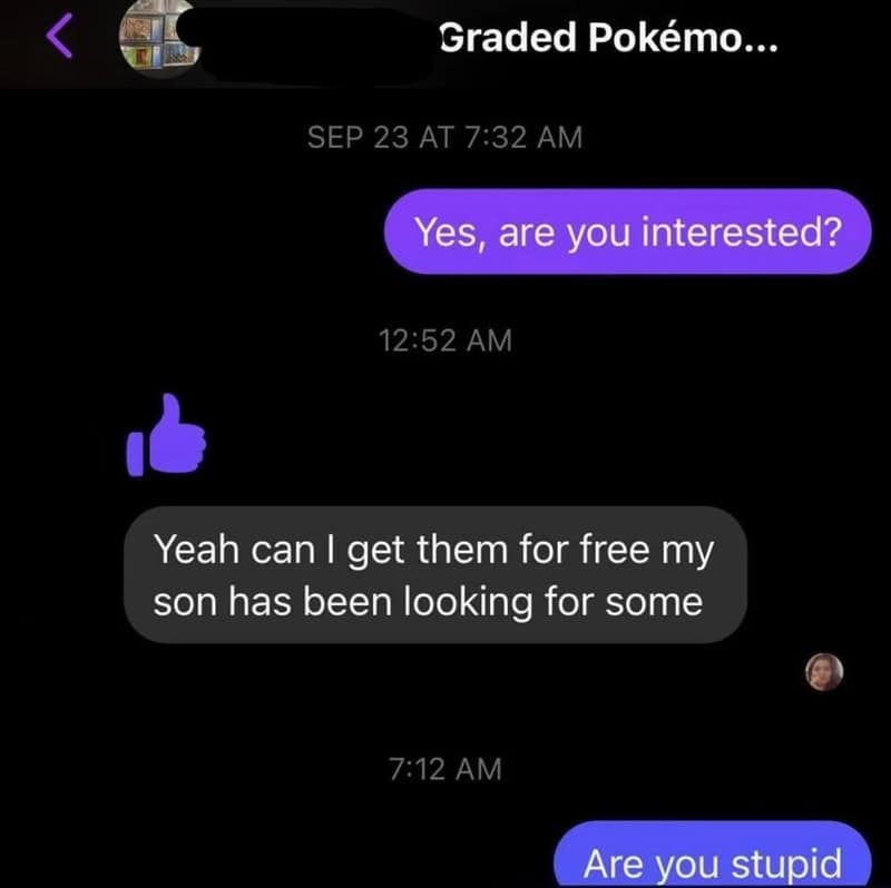 Chat conversation about getting free Pokémon for a son.