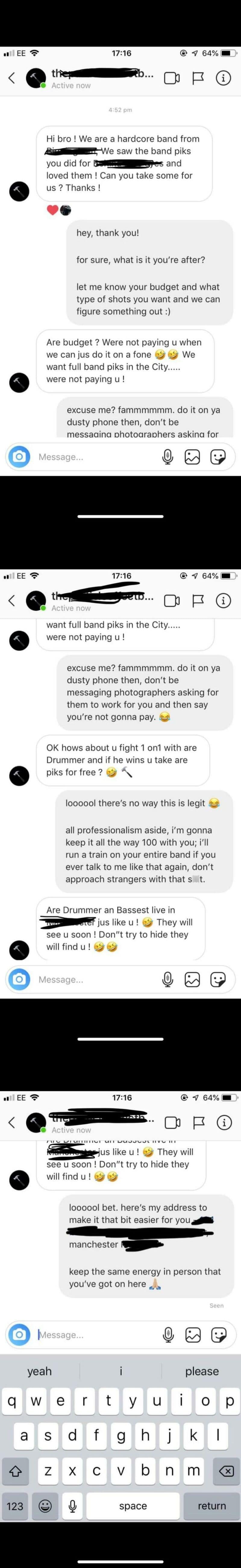 Conversation about choosing beggar friends, with messages discussing expectations and boundaries.