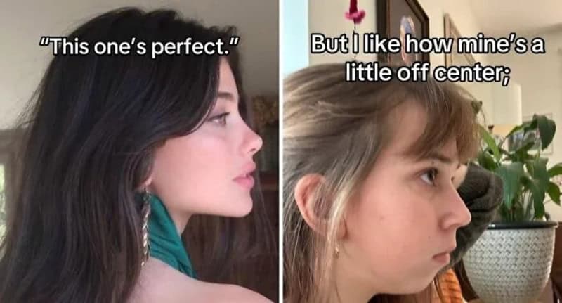 Side-by-side profile of two women, one with dark hair, the other with light hair, discussing their m.