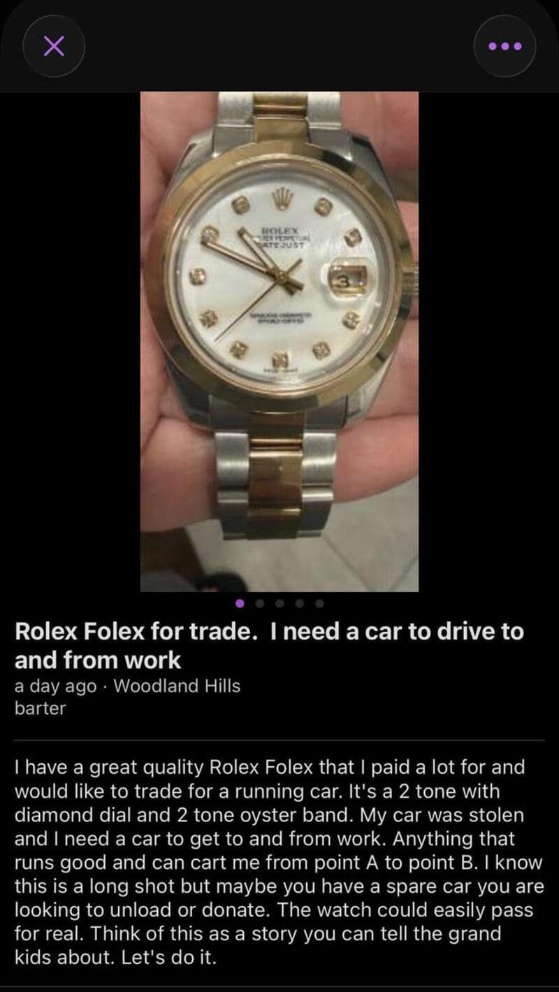 Rolex Rolex for trade, car to drive to and from work, diamond dial, 2 tone oyster band.