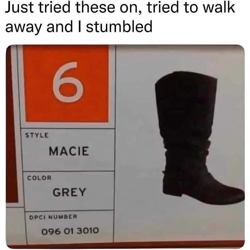 Image of a black boot with text about style, color, and DPCI number.