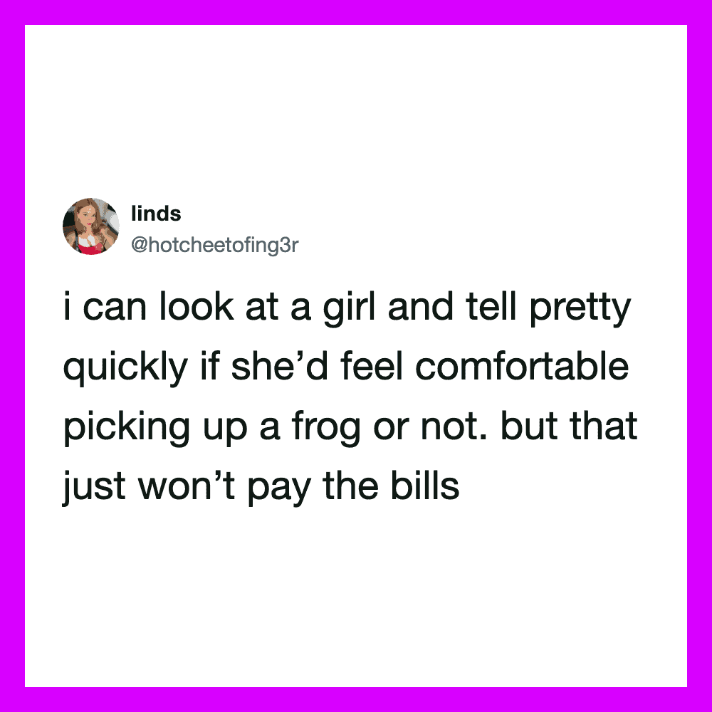 Woman's tweet about her ability to tell if a girl feels comfortable quickly.