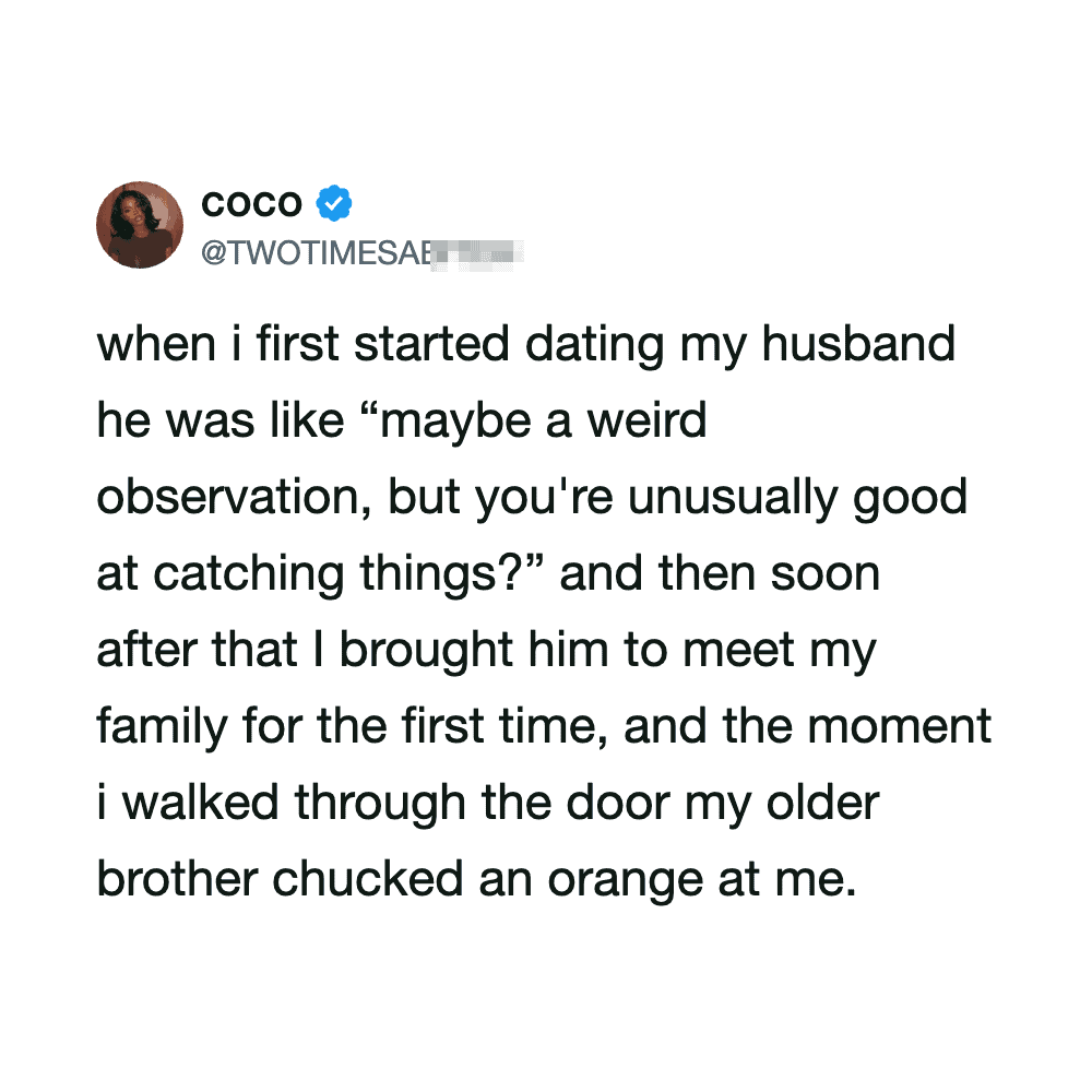 Coco's tweet about her husband's comment and meeting her family.