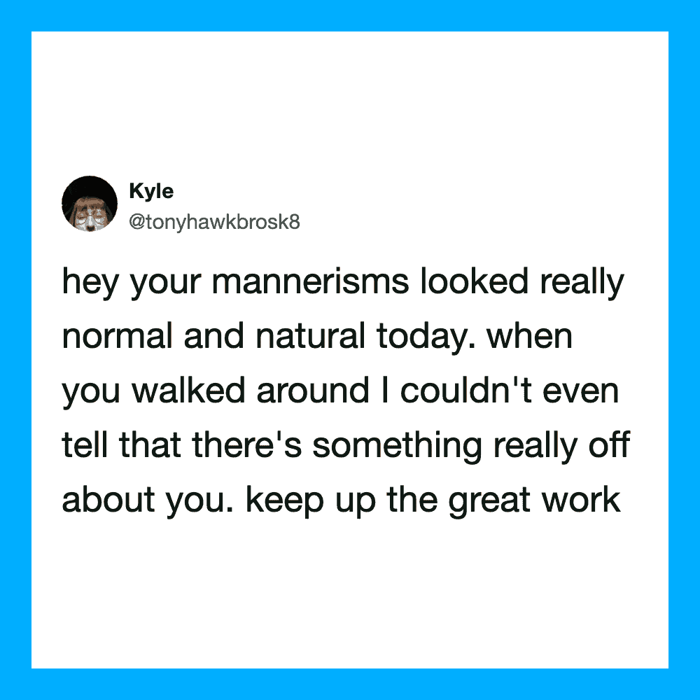 Twitter post by Kyle praising someone's manners as natural and normal.