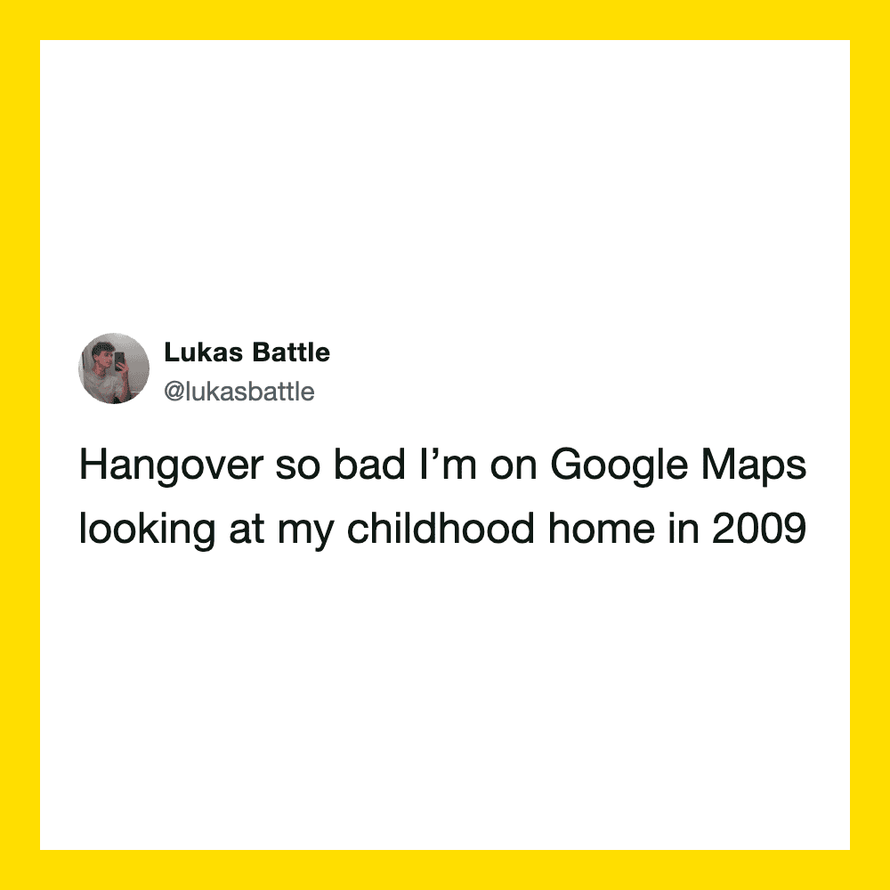 Tweet by Lukas Battle about Google Maps and childhood home in 2009.