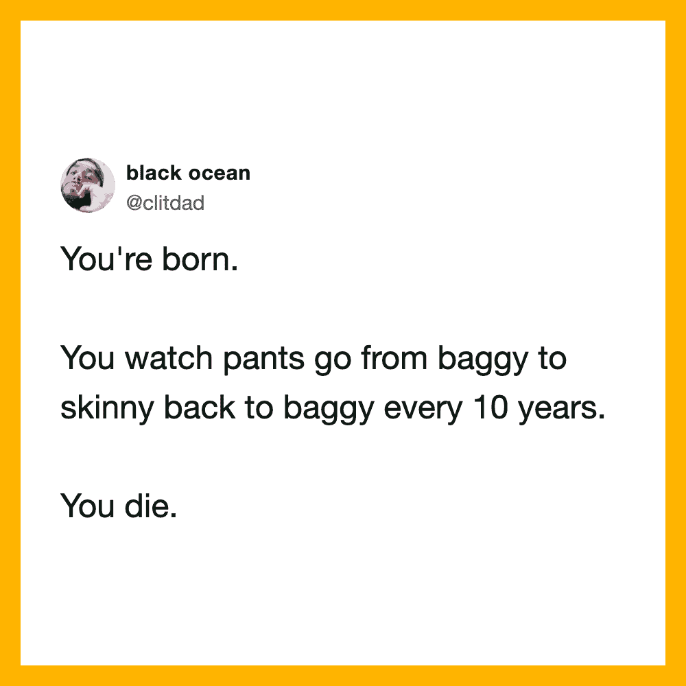 Twitter post by @clittdad about life's cycle and changing body shape.