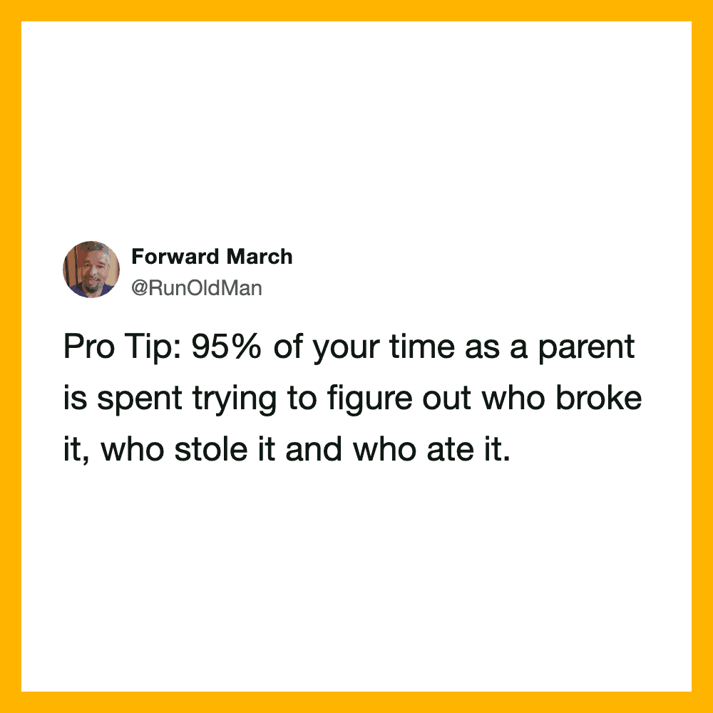 Twitter post by Forward March about parenting tips.