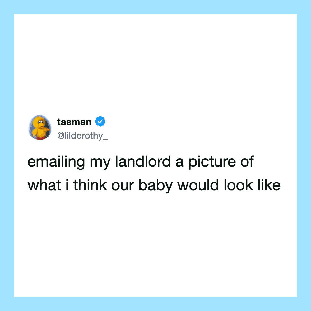 Tweet by tasman about emailing a picture of what they think their baby would look like.