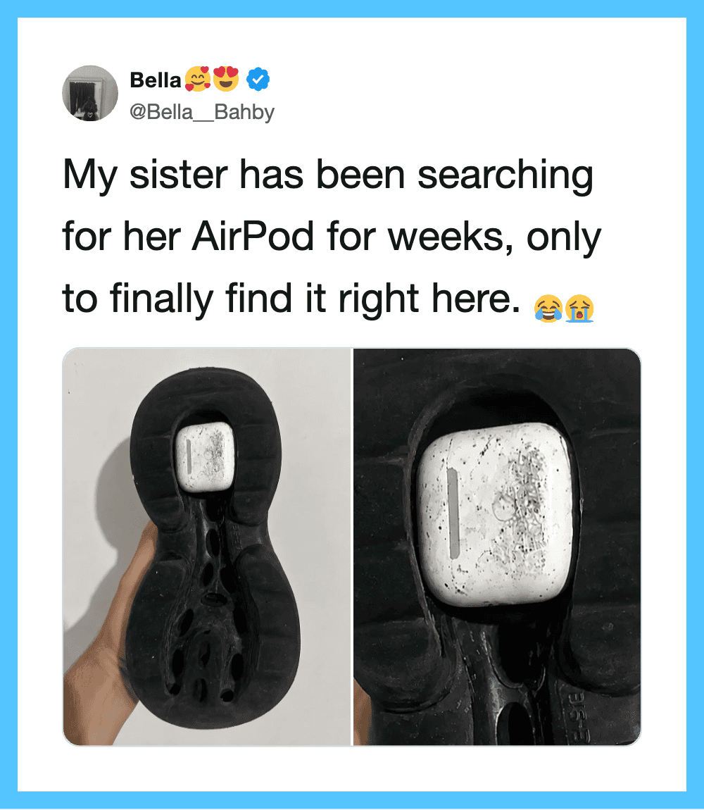 Photo of a dirty AirPod case and a clean one, with a black case.