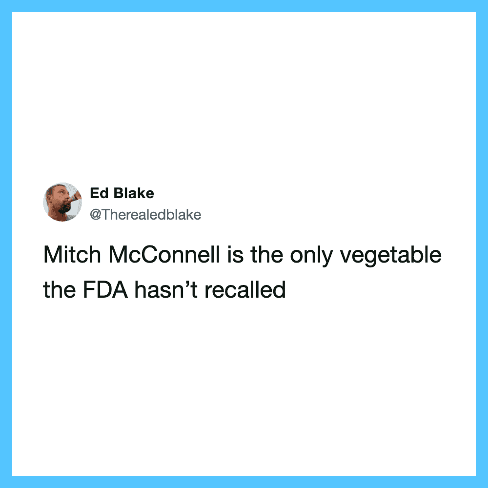 Tweet by Ed Blake about Mitch McConnell and the FDA.