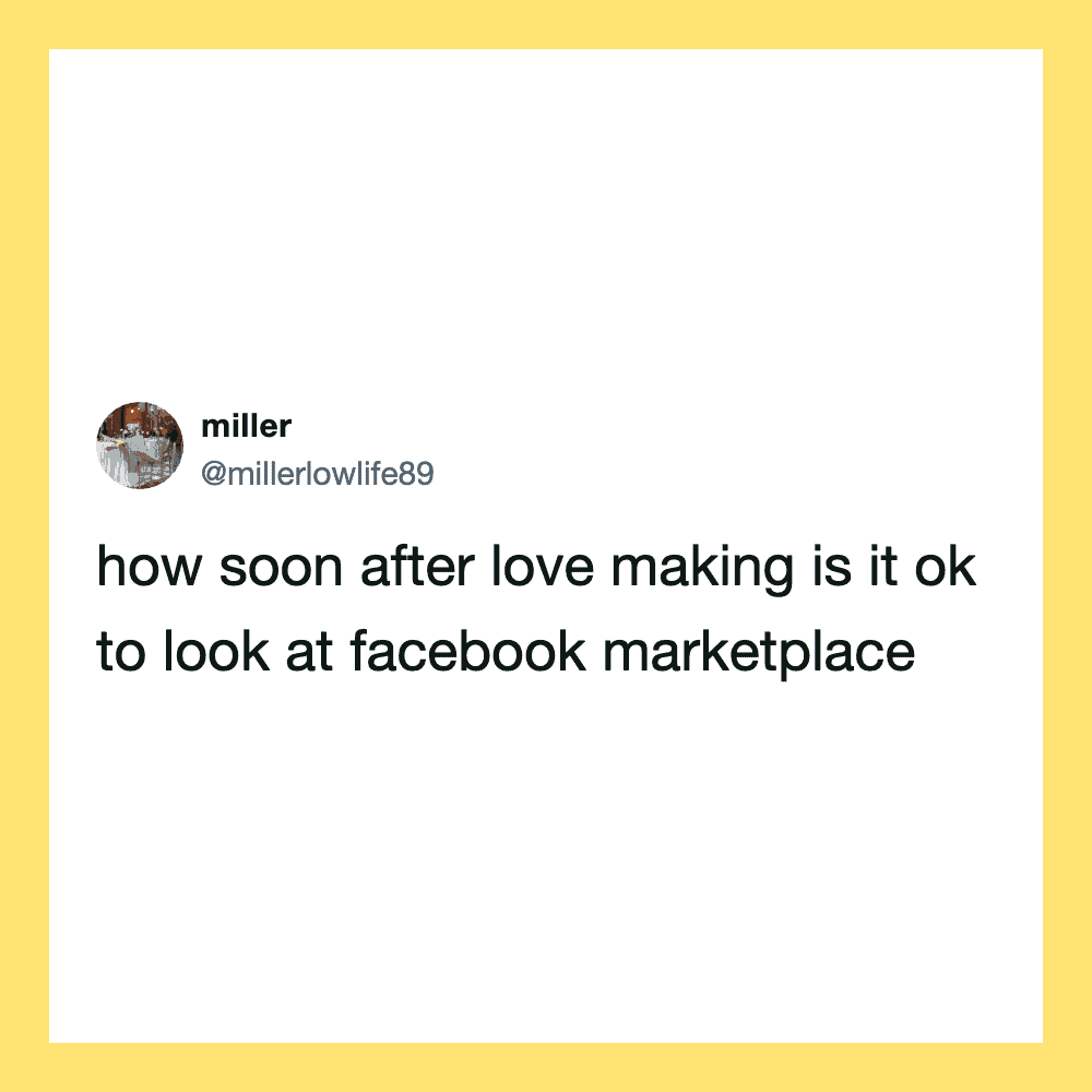 Tweet by miller about love and Facebook marketplace.