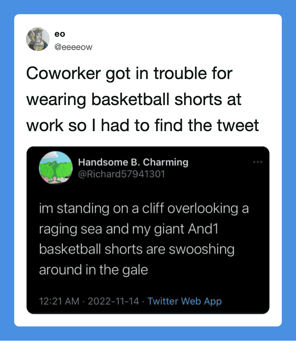 Coworker in basketball shorts standing on a cliff overlooking the sea.