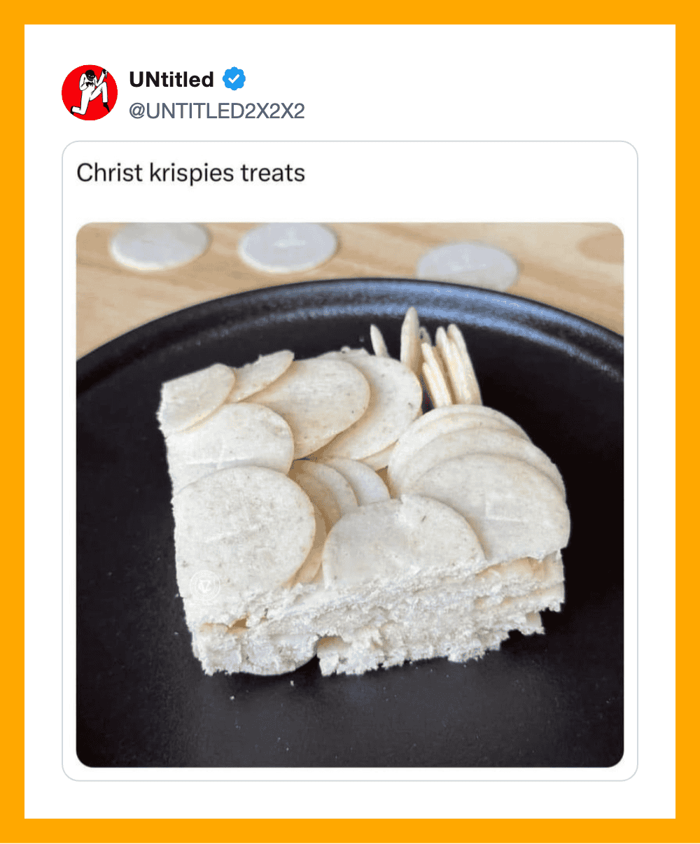 Christ Krispies treats with white chocolate and almond slices on top.