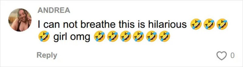 Andrea's comment about the funny SKIMS try-on, with laughing emojis.