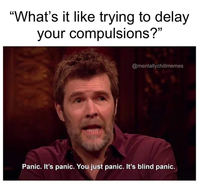 What’s it like trying to delay your compulsions? Panic. It’s panic. You just panic. It’s blind panic.