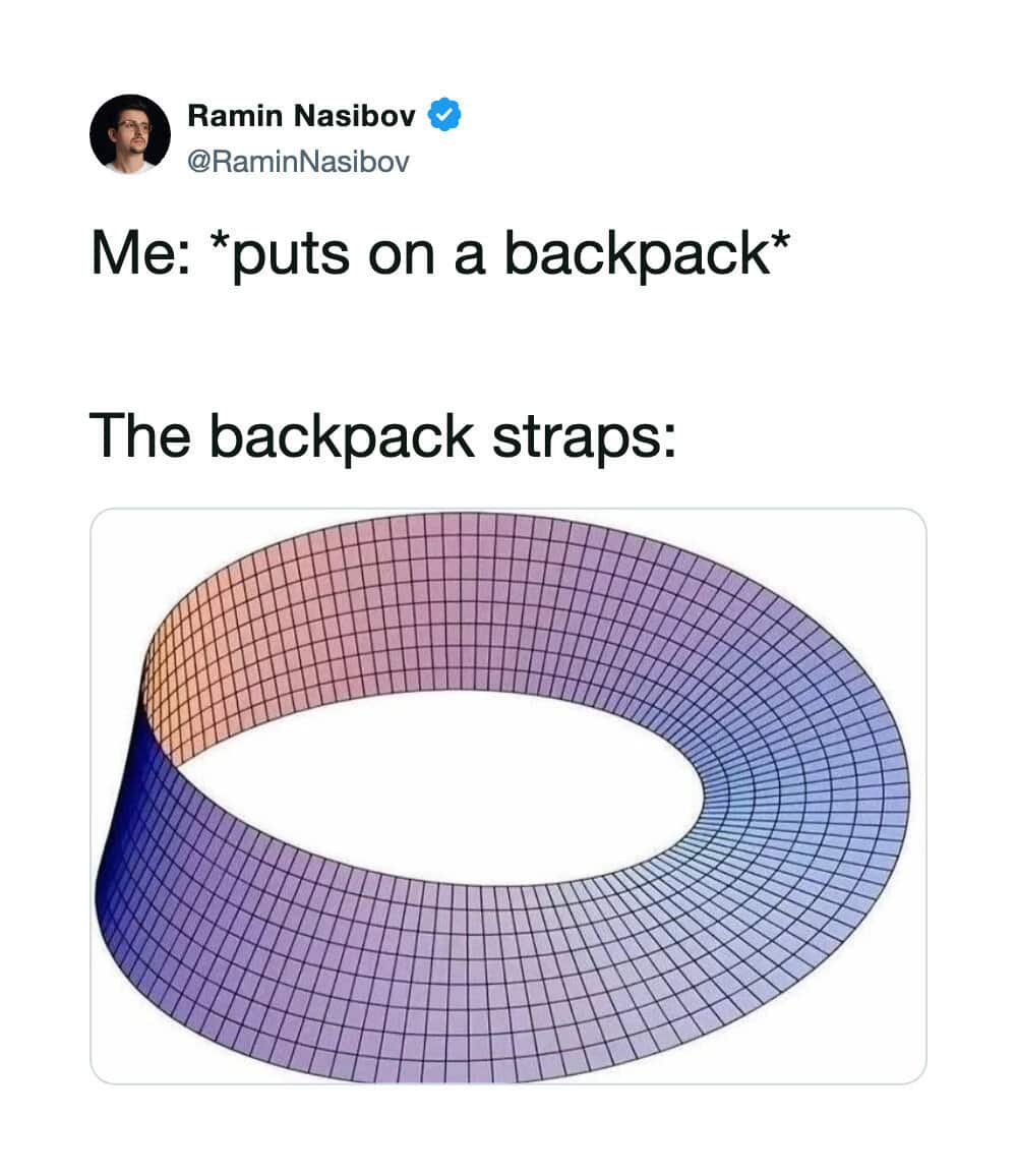 A digital illustration of a torus-shaped backpack strap with a gradient color scheme.